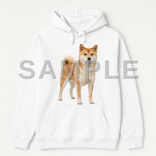 SAMPLE - hoodie-photorealistic - dog-shiba--white