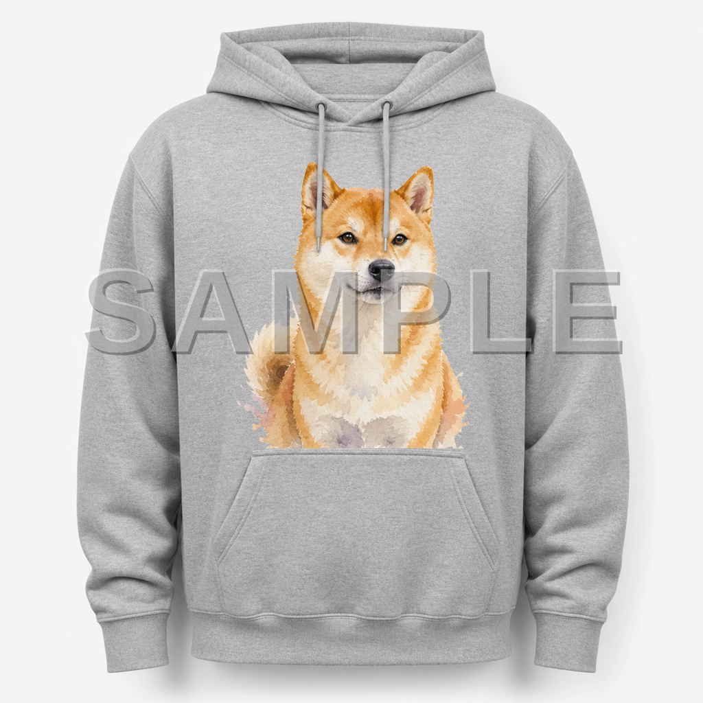 SAMPLE - hoodie-watercolor - dog-shiba--sport-grey