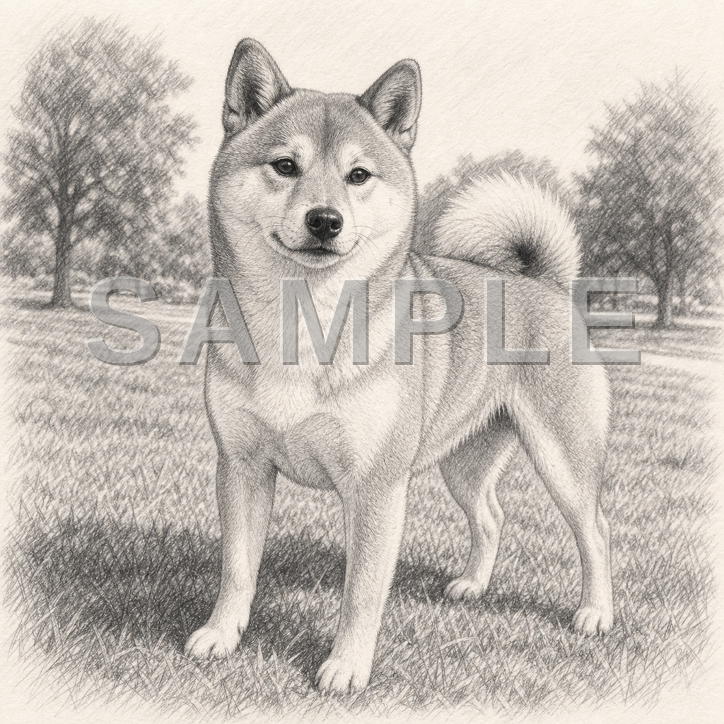 Pet Poster pencil-sketch Sample - dog-shiba