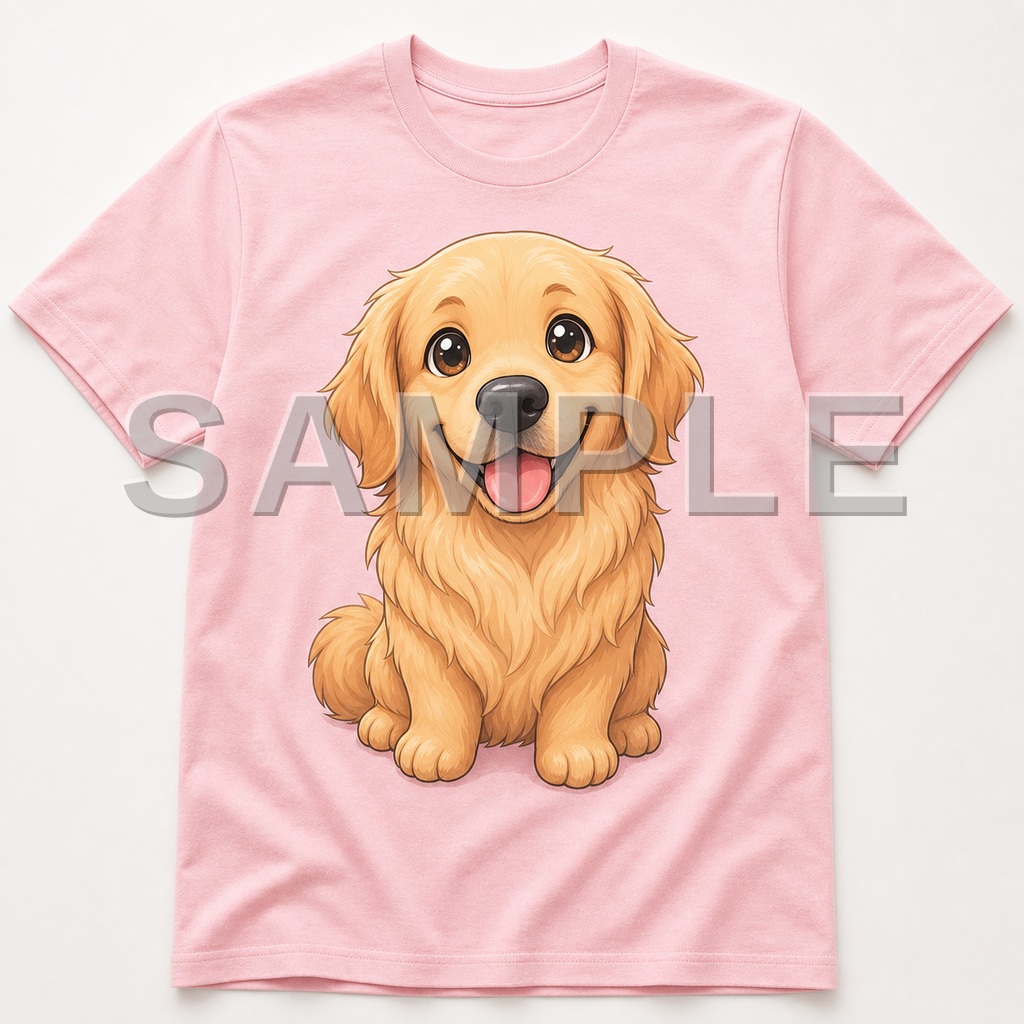 SAMPLE - tshirt-chibi-deformed - dog-golden--soft-pink