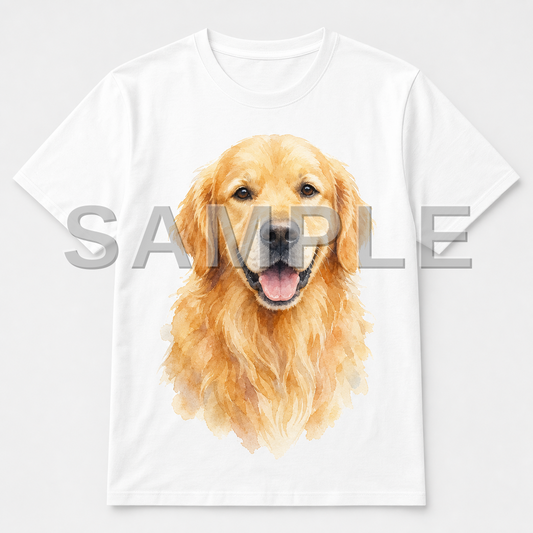 SAMPLE - tshirt-watercolor - dog-golden--white