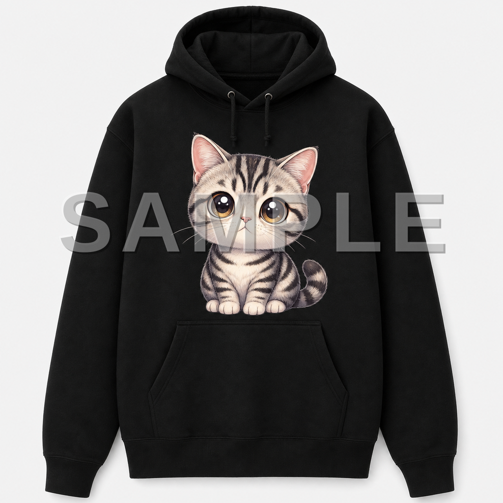 SAMPLE - hoodie-chibi-deformed - cat-american-shorthair--black