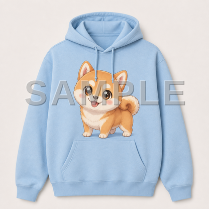 SAMPLE - hoodie-chibi-deformed - dog-shiba--light-blue