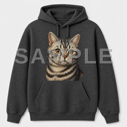 SAMPLE - hoodie-oil-painting - cat-american-shorthair--dark-heather