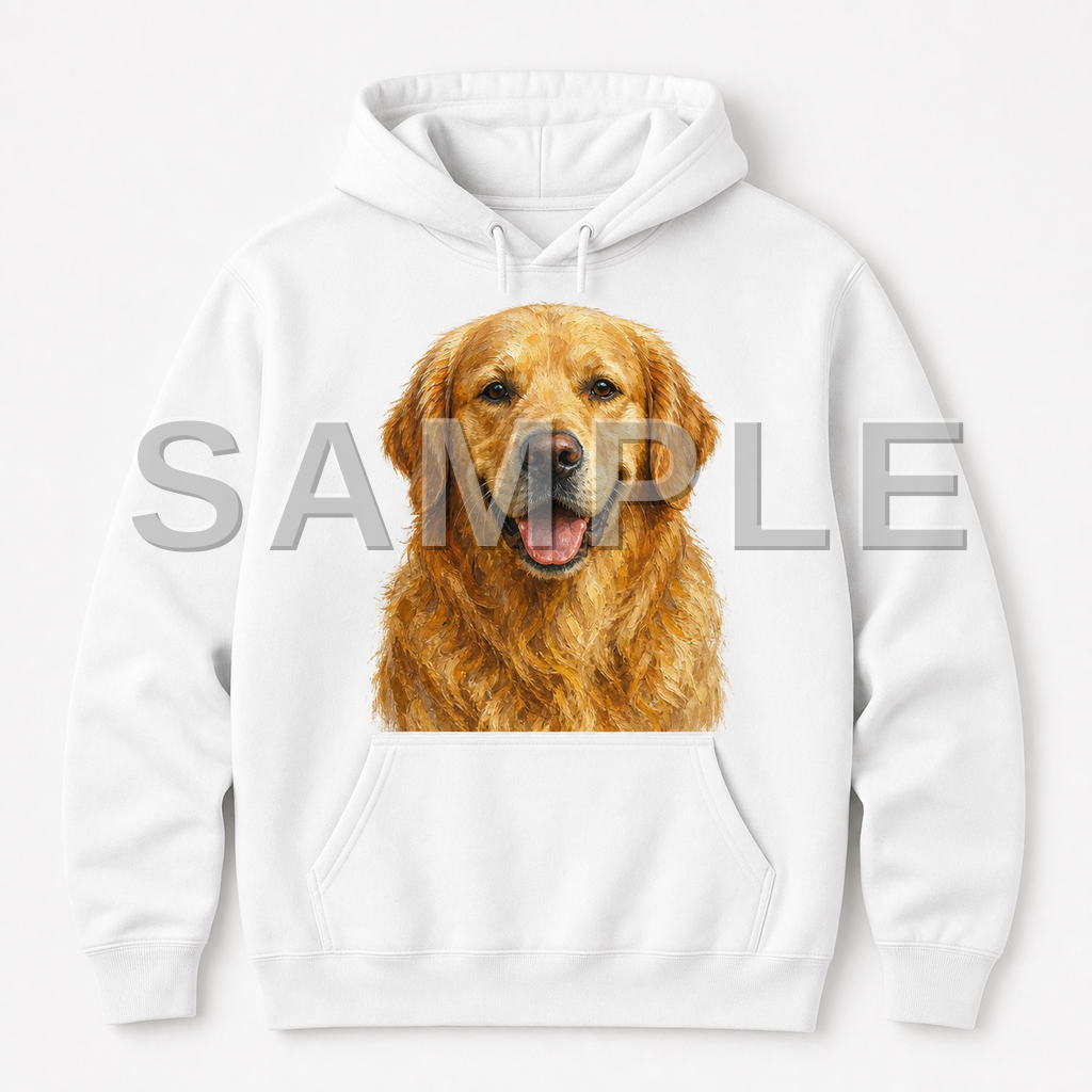 SAMPLE - hoodie-oil-painting - dog-golden--white