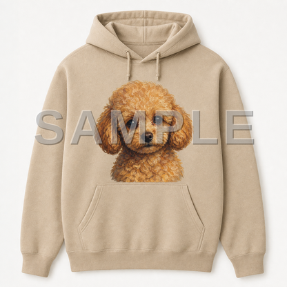 SAMPLE - hoodie-oil-painting - dog-toy-poodle--sand