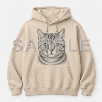 SAMPLE - hoodie-pencil-sketch - cat-american-shorthair--sand