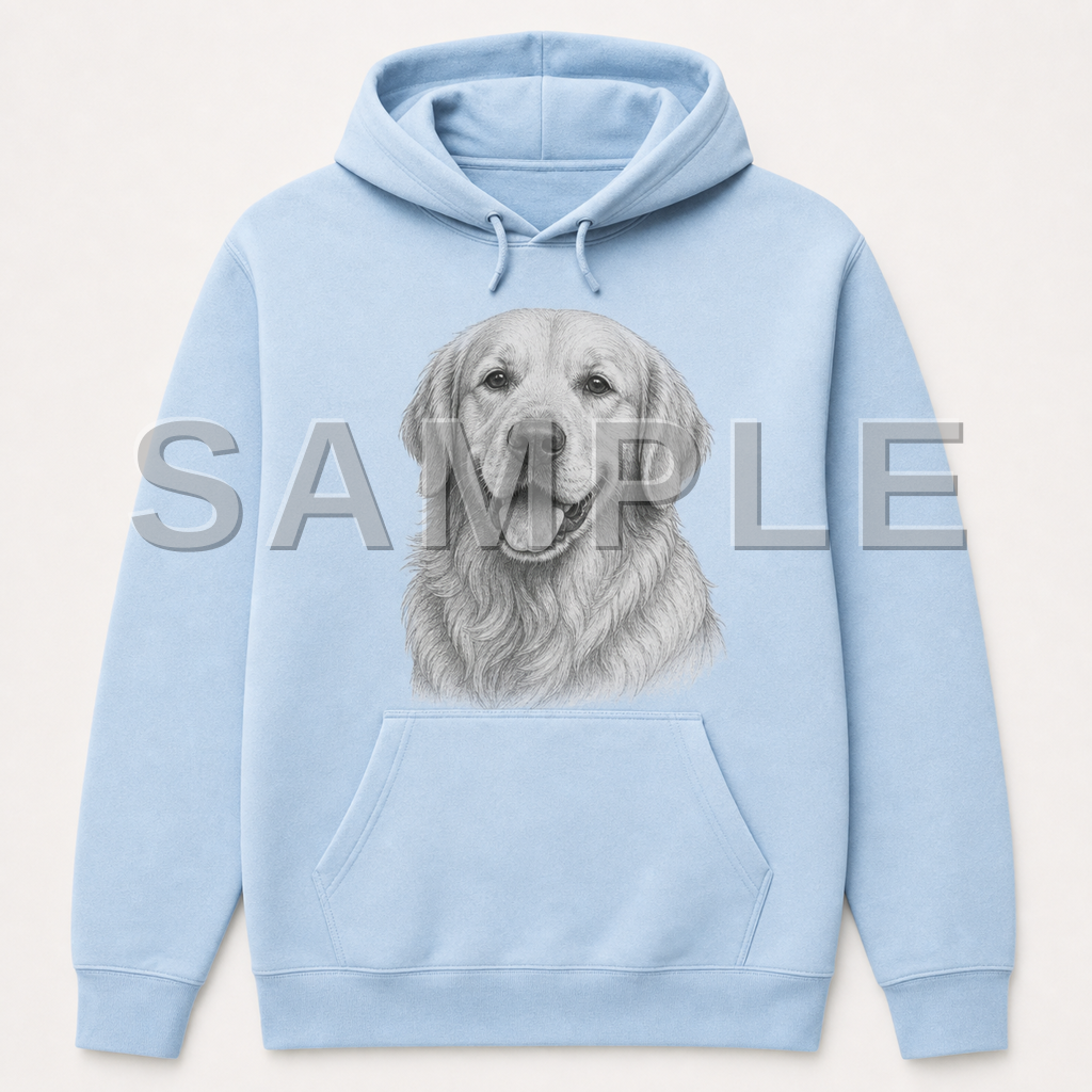 SAMPLE - hoodie-pencil-sketch - dog-golden--light-blue
