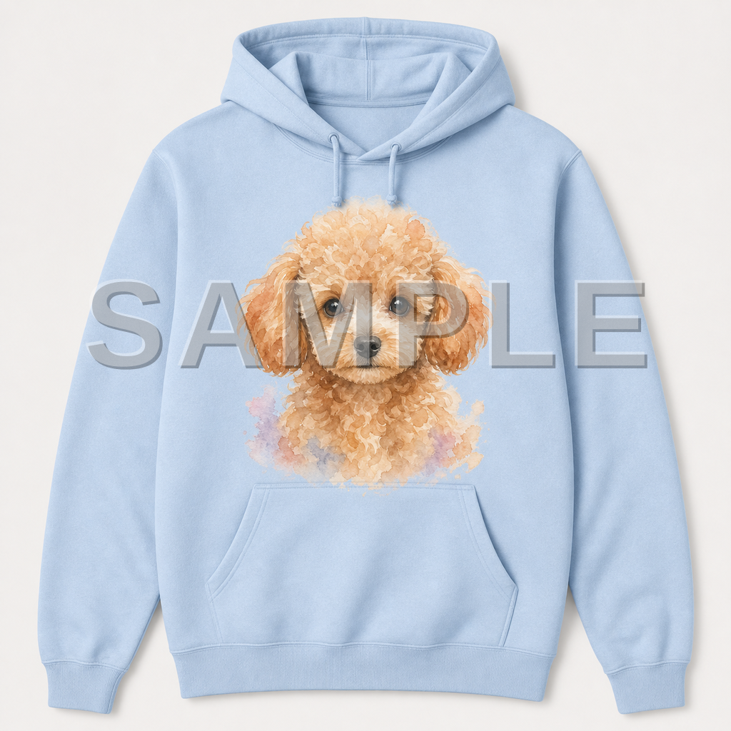 SAMPLE - hoodie-watercolor - dog-toy-poodle--light-blue