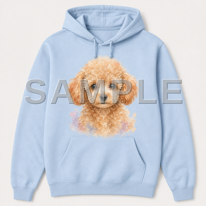 SAMPLE - hoodie-watercolor - dog-toy-poodle--light-blue