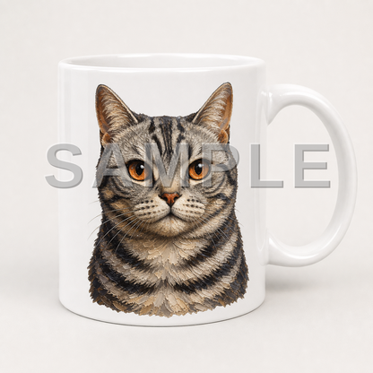 SAMPLE - mug-oil-painting - cat-american-shorthair