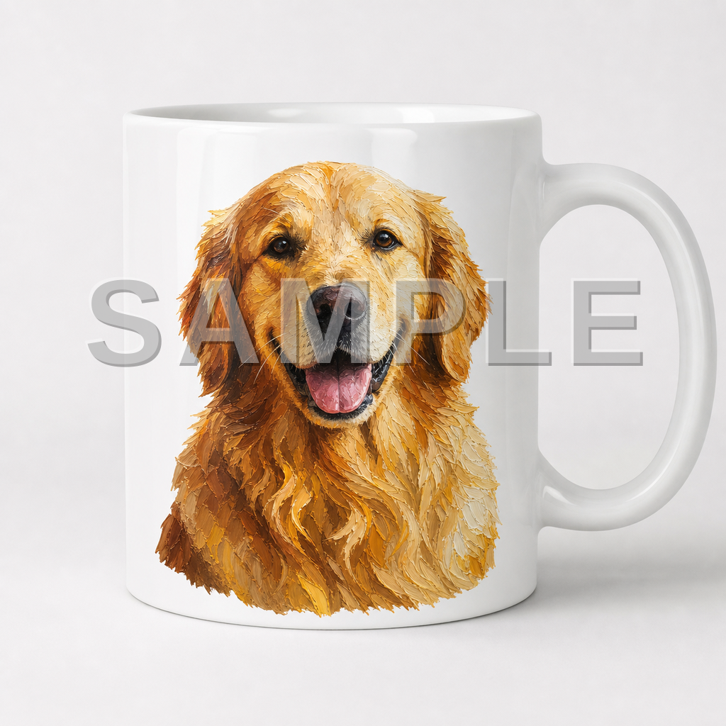 SAMPLE - mug-oil-painting - dog-golden