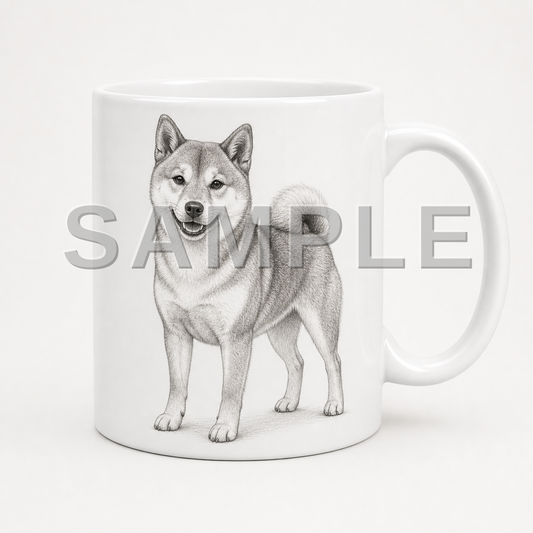 SAMPLE - mug-pencil-sketch - dog-shiba