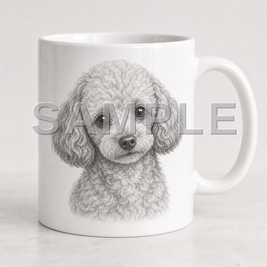 SAMPLE - mug-pencil-sketch - dog-toy-poodle