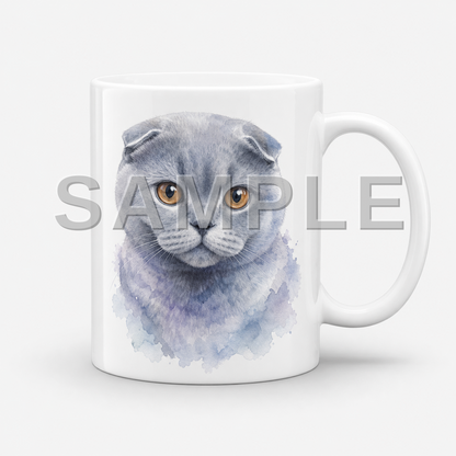 SAMPLE - mug-watercolor - cat-scottish-fold