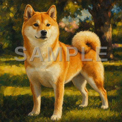 Pet Poster oil-painting Sample - dog-shiba