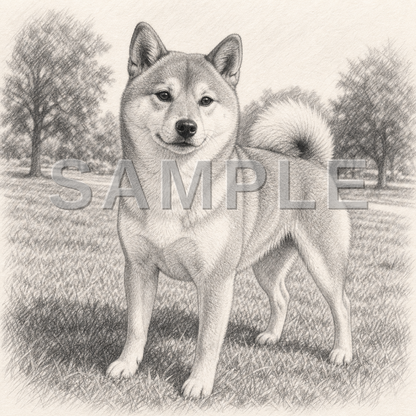 Pet Poster pencil-sketch Sample - dog-shiba