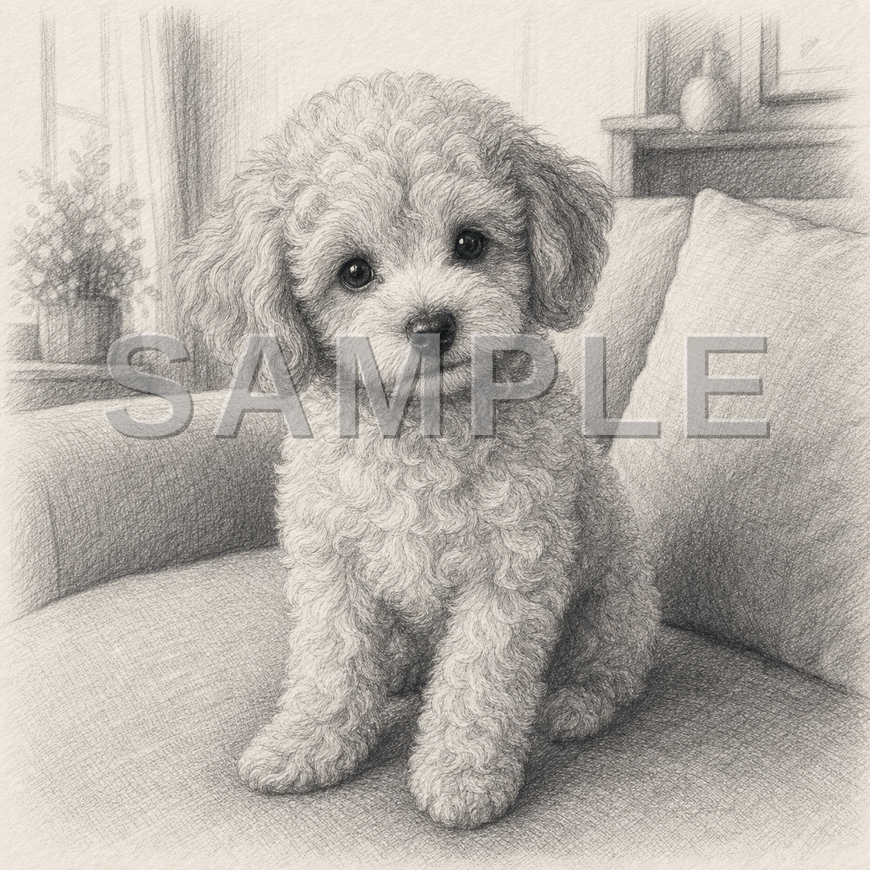 Pet Poster pencil-sketch Sample - dog-toy-poodle