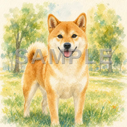 Pet Poster watercolor Sample - dog-shiba