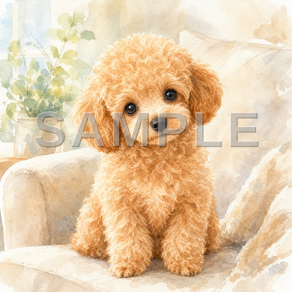 Pet Poster watercolor Sample - dog-toy-poodle