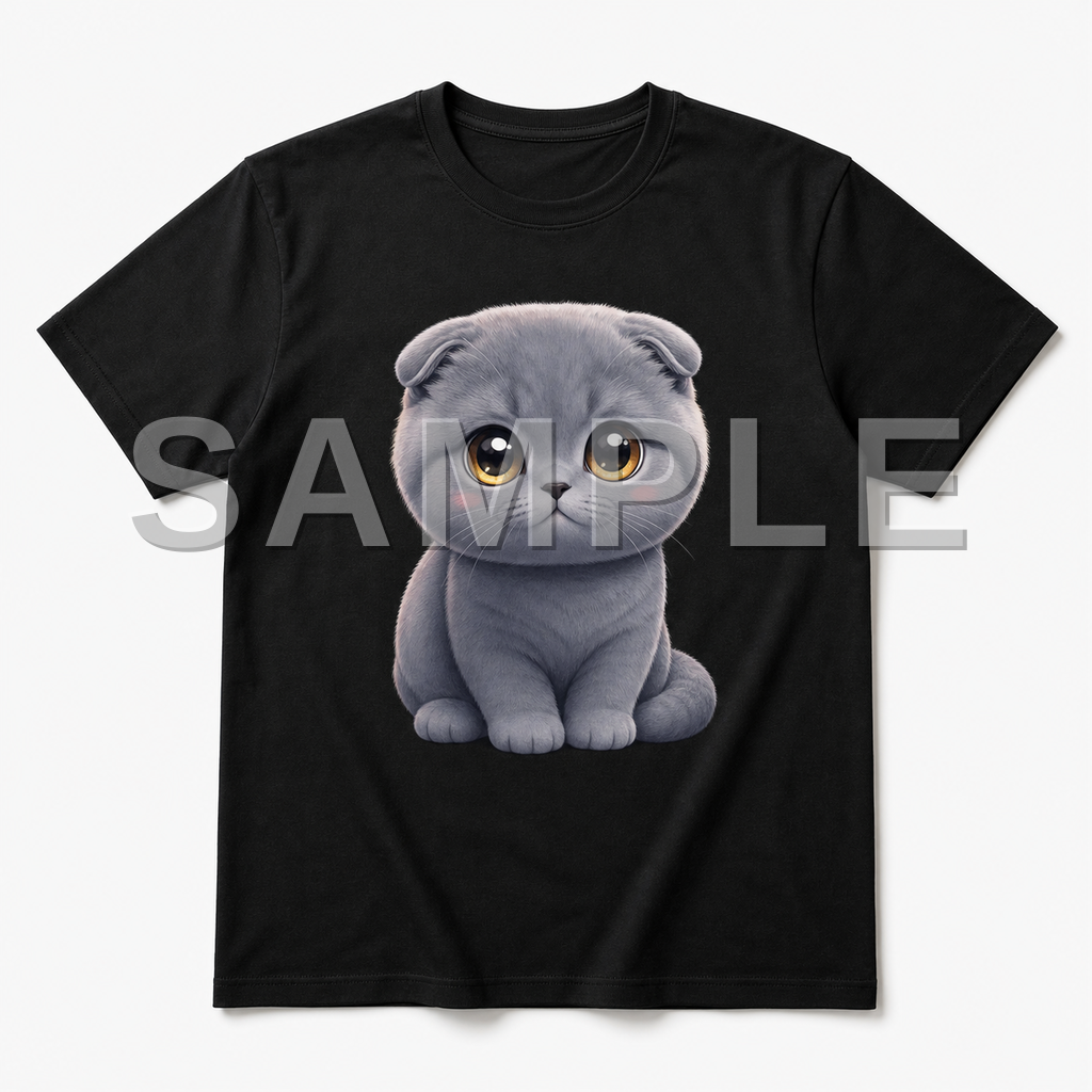 SAMPLE - tshirt-chibi-deformed - cat-scottish-fold--black