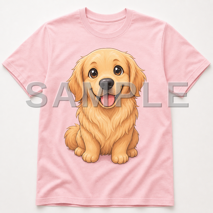 SAMPLE - tshirt-chibi-deformed - dog-golden--soft-pink