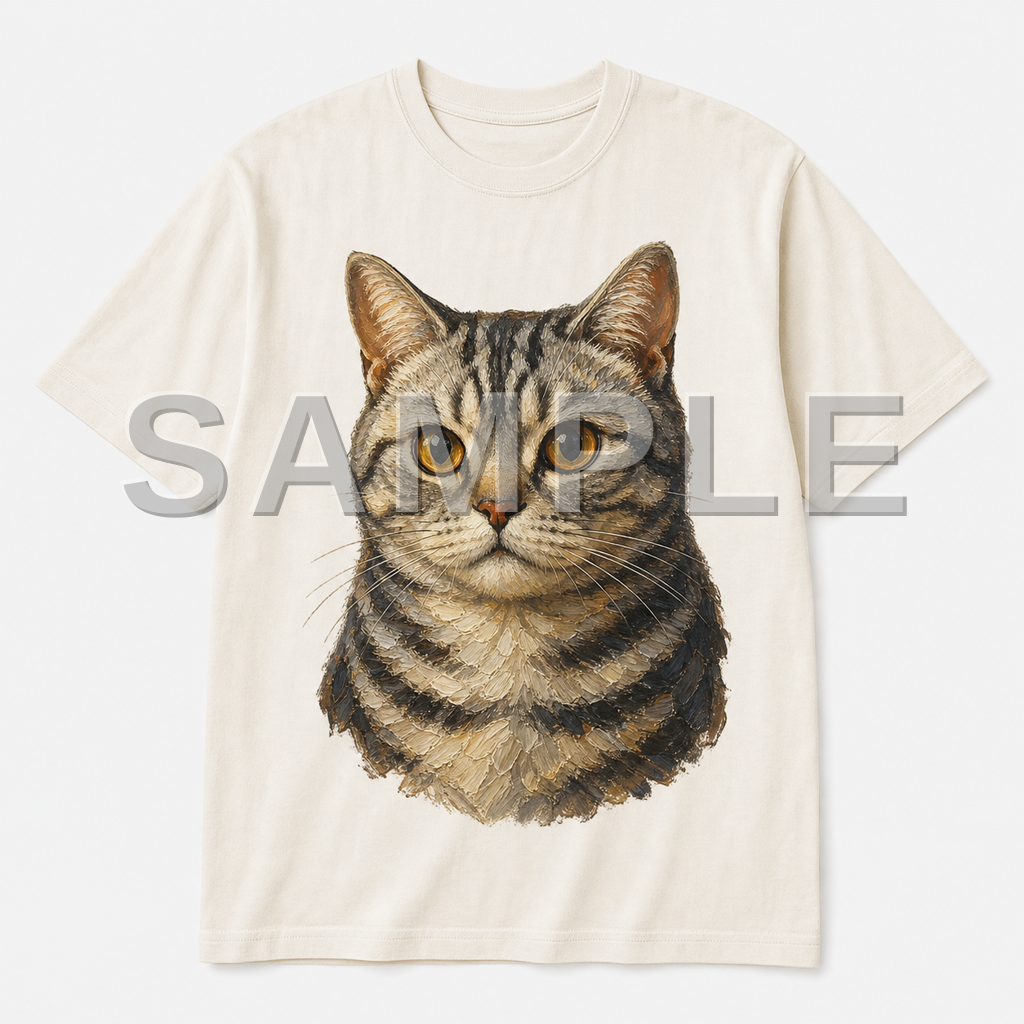 SAMPLE - tshirt-oil-painting - cat-american-shorthair--natural