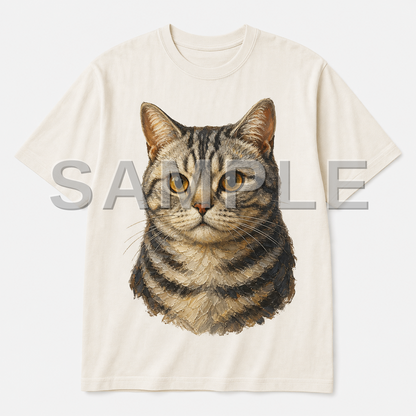 SAMPLE - tshirt-oil-painting - cat-american-shorthair--natural