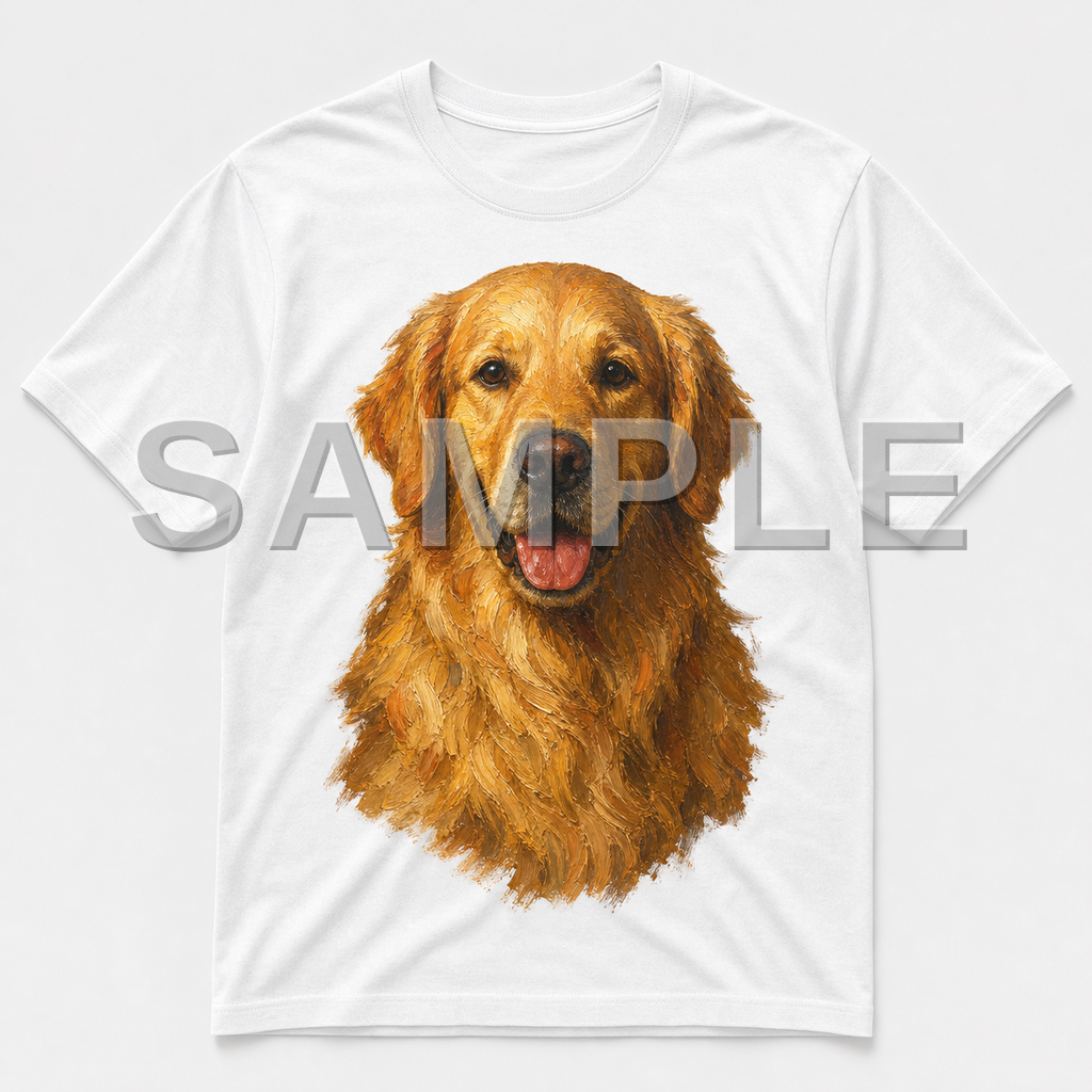 SAMPLE - tshirt-oil-painting - dog-golden--white