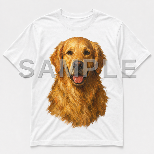 SAMPLE - tshirt-oil-painting - dog-golden--white