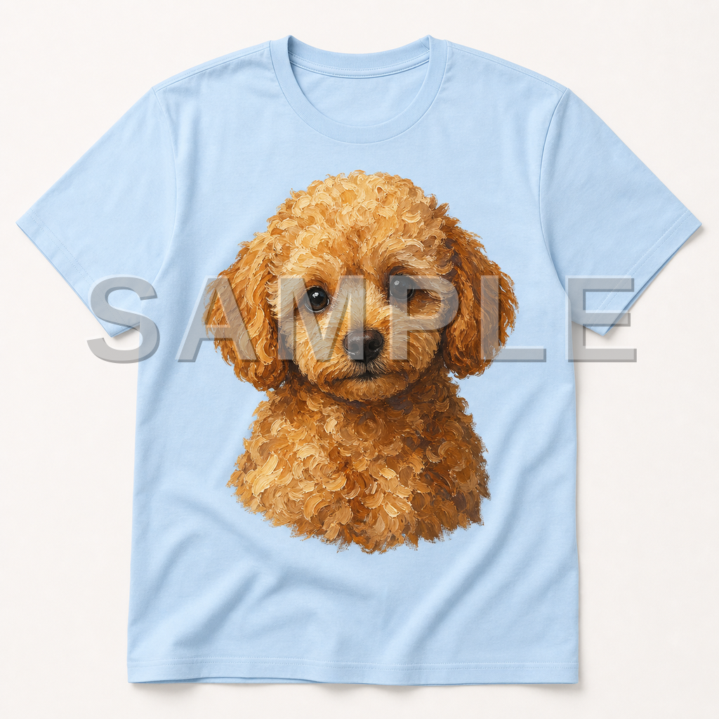 SAMPLE - tshirt-oil-painting - dog-toy-poodle--baby-blue