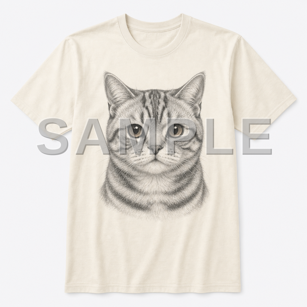 SAMPLE - tshirt-pencil-sketch - cat-american-shorthair--natural