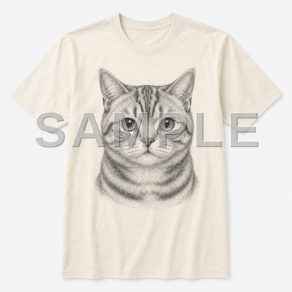 SAMPLE - tshirt-pencil-sketch - cat-american-shorthair--natural