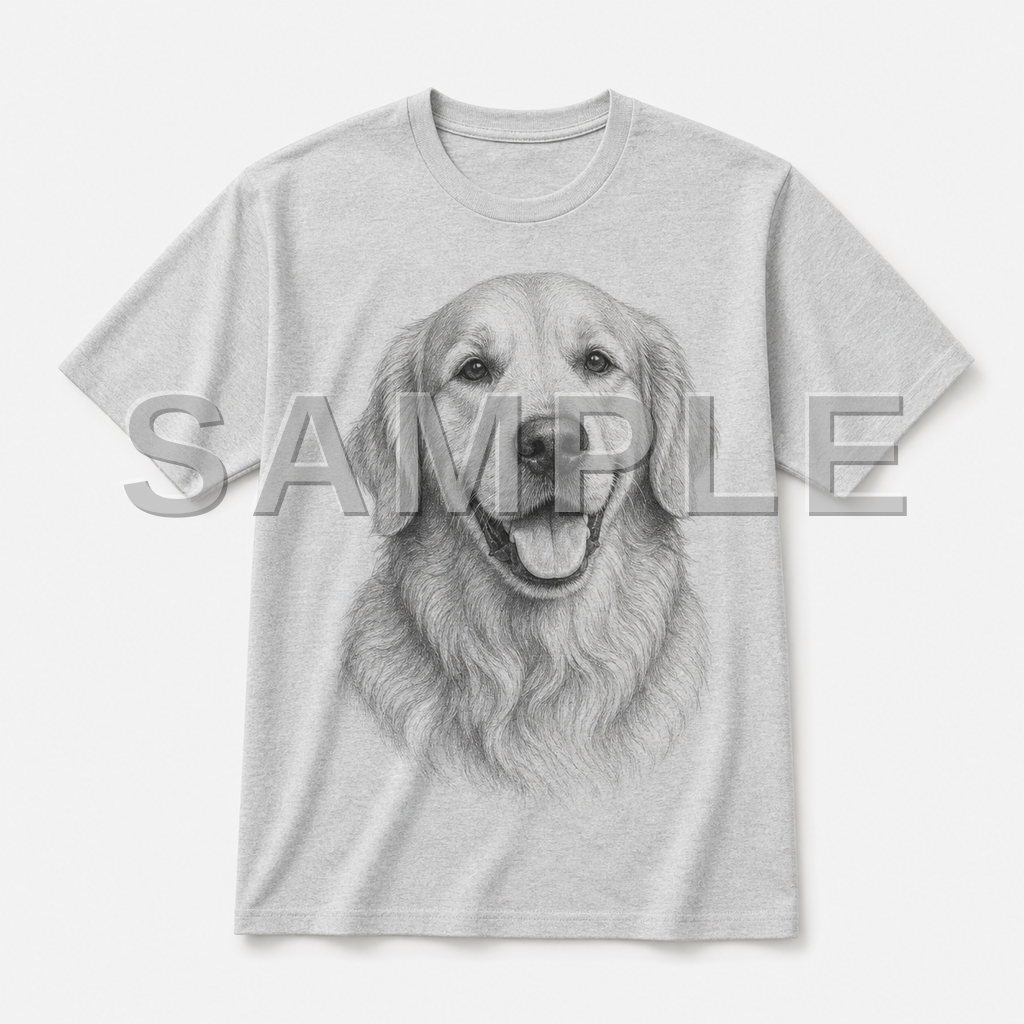 SAMPLE - tshirt-pencil-sketch - dog-golden--athletic-heather