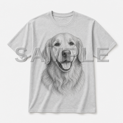 SAMPLE - tshirt-pencil-sketch - dog-golden--athletic-heather