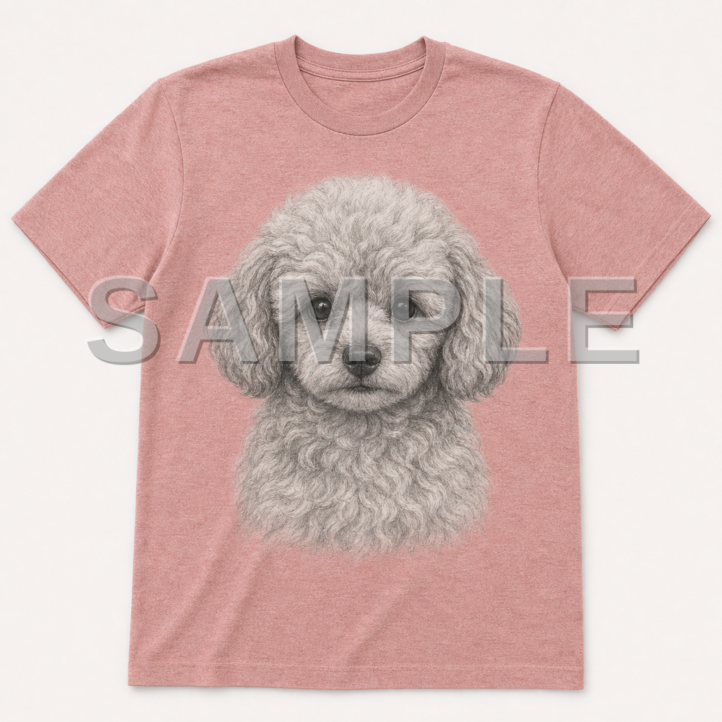SAMPLE - tshirt-pencil-sketch - dog-toy-poodle--heather-clay