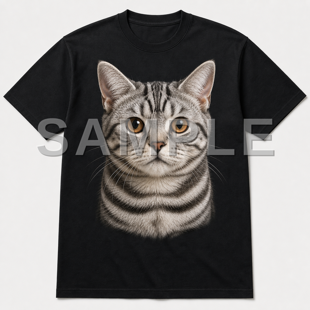 SAMPLE - tshirt-photorealistic - cat-american-shorthair--black