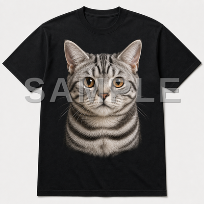 SAMPLE - tshirt-photorealistic - cat-american-shorthair--black