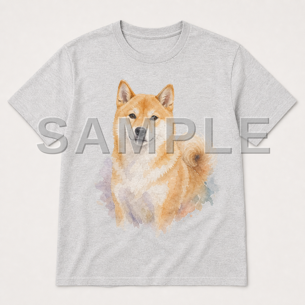 SAMPLE - tshirt-watercolor - dog-shiba--athletic-heather