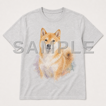 SAMPLE - tshirt-watercolor - dog-shiba--athletic-heather